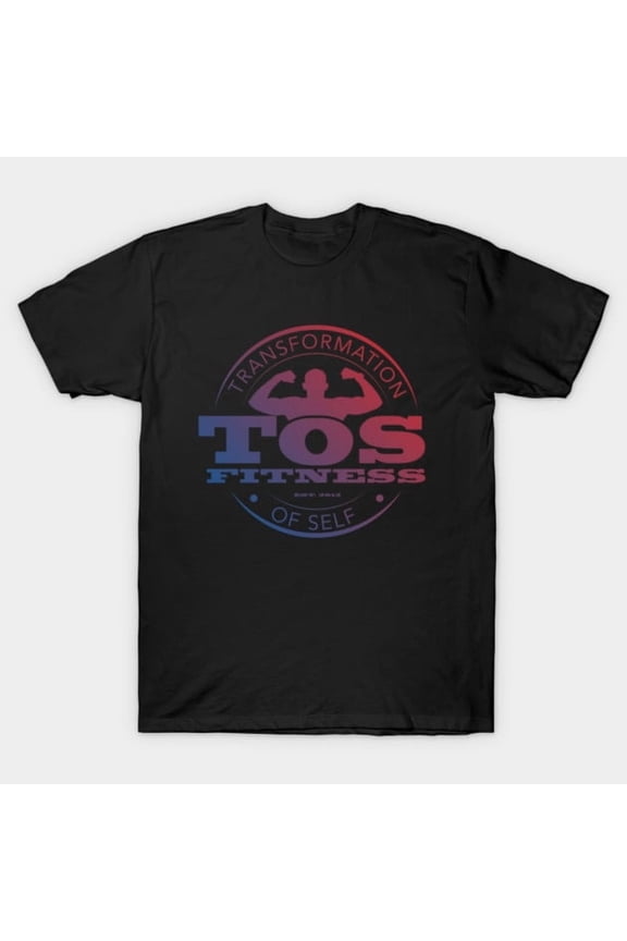 TOS Blue Red Blend Hybrid Conditioning Fitness Team Graphic Badge Unisex T-Shirt, up to size 3XL.