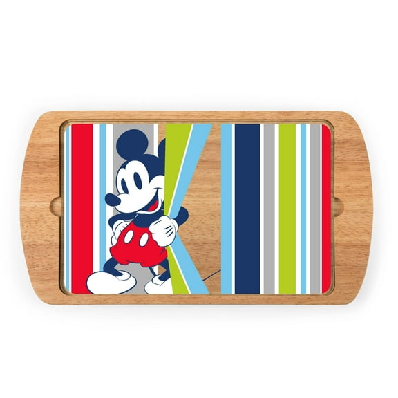 TOSCANA Disney Mickey Mouse - Billboard Glass Top Serving Tray, Rubberwood
