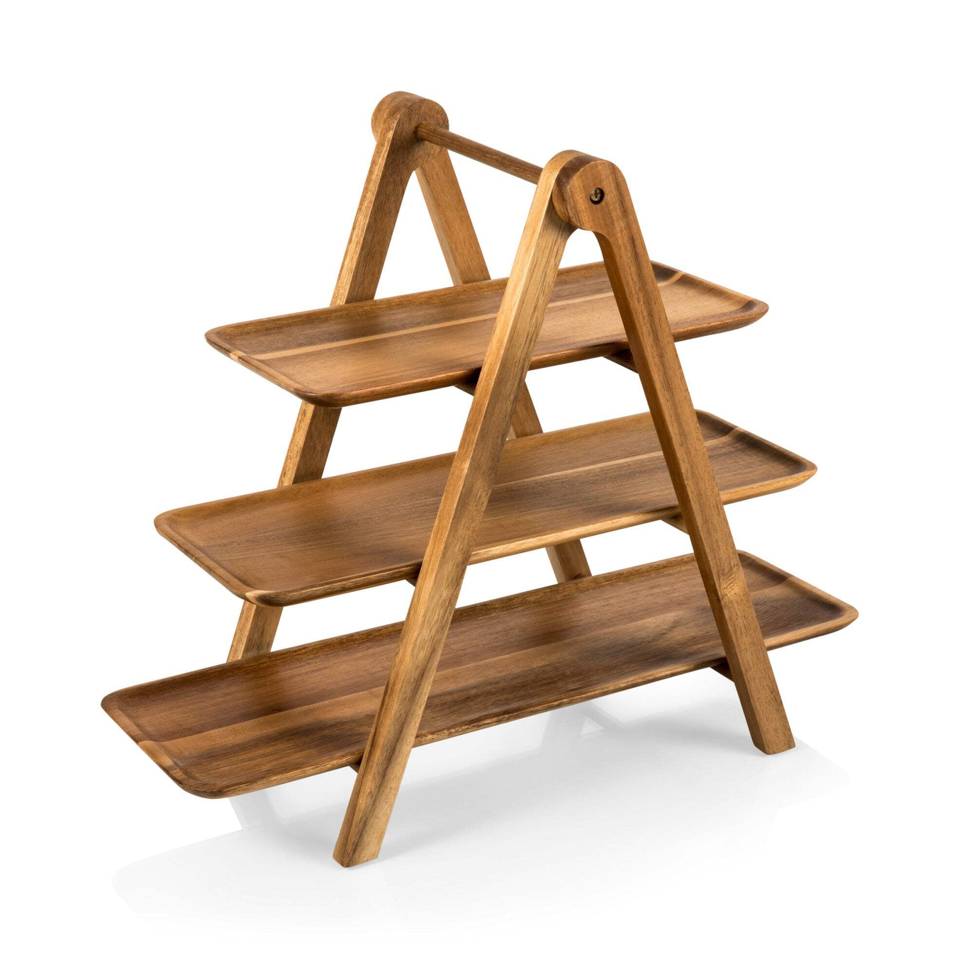 Medium Wood 3-Tiered Acacia Serving Ladder Tray