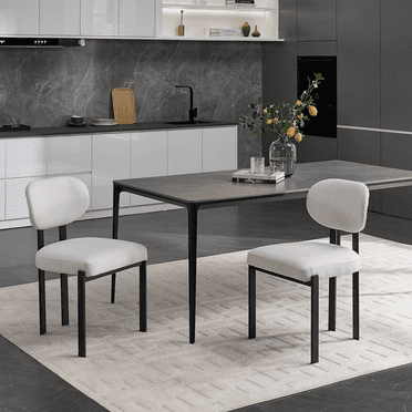 TOSEE Upholstered Dining Chairs Set of 2, Modern Kitchen Chairs with Backrest and Metal Legs,Beige