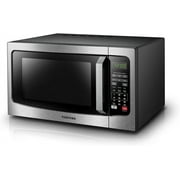 TOSHIBA EM131A5C-SS Countertop Microwave Oven, 12.4" Turntable, Smart Humidity Sensor with 12 Auto Menus, Mute Function & ECO Mode, Easy Clean Interior, Stainless Steel & 1100W 1.2 Cu.Ft. Silver