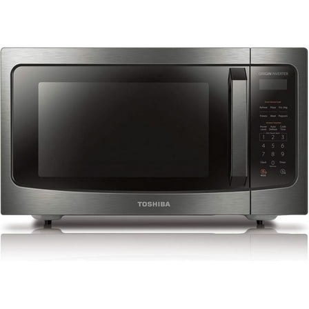 Toshiba 1.6 cu ft Countertop Microwave Oven With Inverter Technology and Smart Sensor, 1250W, Black Stainless Steel, MLEM45PIT BS