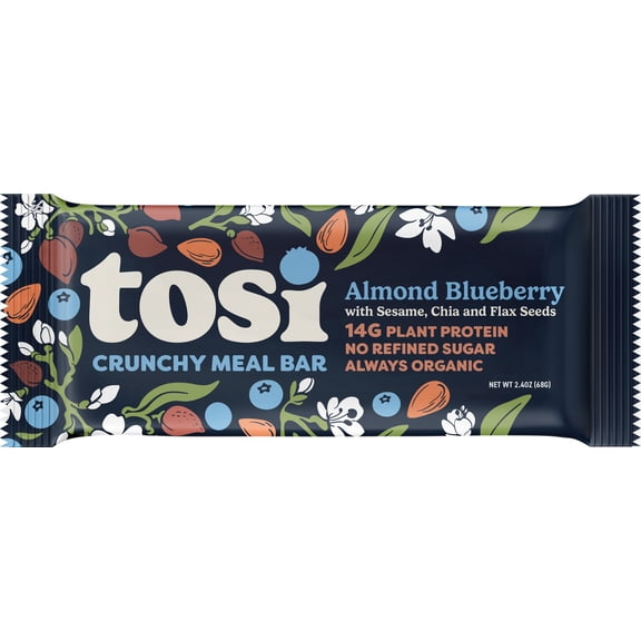 Tosi Crunchy Meal Bar, Almond Blueberry, Organic - 12 x 2.4 oz