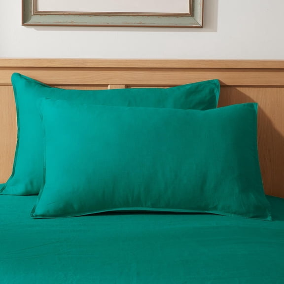 TOSMO 100% French Linen Pillowcase Queen Size, Set of 2, Stone-Washed Breathable Pillowcases Envelope Closure, Soft and Durable Pillow Cases, 20" X 30", Rose Pink