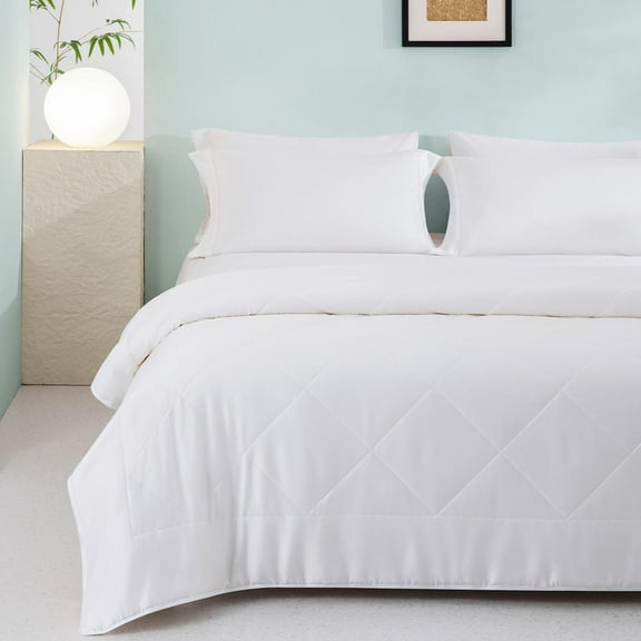 TOSMO Luxury Comforter, 100% Viscose from Bamboo Shell & Fill, Soft Breathable Cooling Silky Duvet Insert, Down Alternative Duvet Insert for Restful Sleep (Twin, All Seasons White)