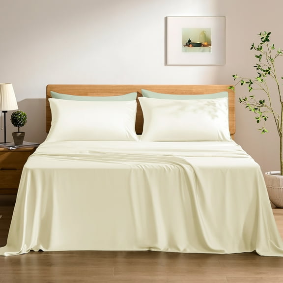 TOSMO Luxury Sheet Set 3 Piece Twin Size - 100% Viscose Derived from Bamboo - 18” Extra Deep Pockets, Oeko-Tex Certified, Silky Soft, Cooling and Breathable