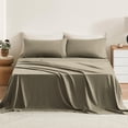 thumbnail image 1 of TOSMO Pure Linen Sheets Set, 100% French Natural Linen Flax Bedding 4pc Set (King, 1 Flat Sheet, 1 Fitted Sheet, 2 Pillowcases) - Taupe, 1 of 1