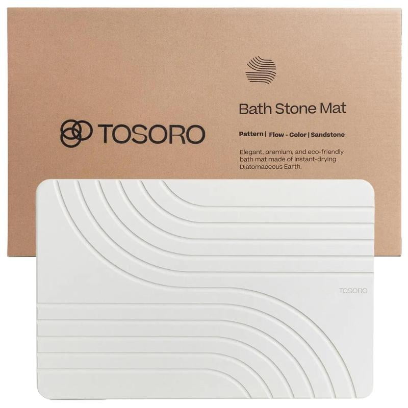 TOSORO - Stone Bath Mat, Diatomaceous Earth Non-Slip Stone Shower Mat - Quick Drying Absorbent ...