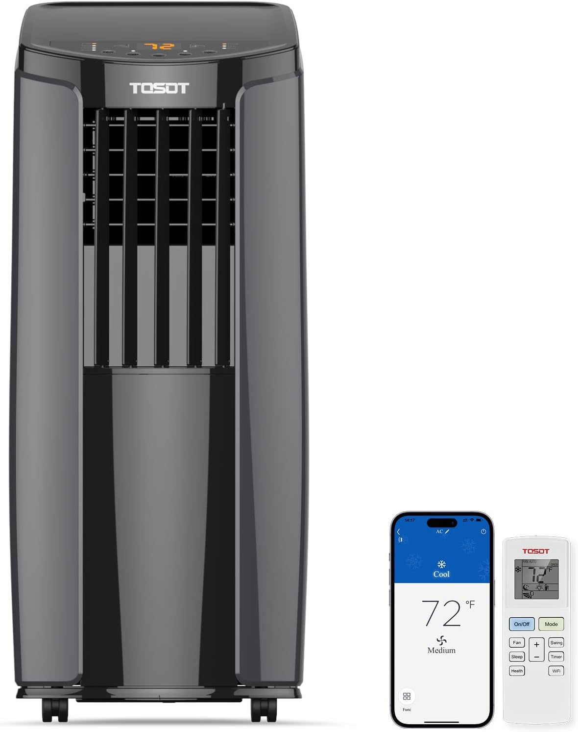 Tosot 10,200 BTU Gray Portable Air Conditioner with Wi-Fi and Dehumidifier