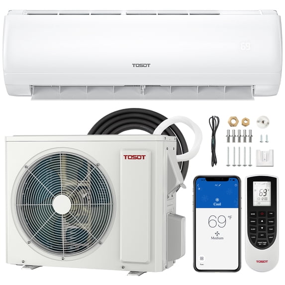 TOSOT 9,000 BTU Mini-Split Air Conditioner, Wifi Enabled Ductless Inverter Split System AC Unit Heating System, Compatible with Alexa - 20.5 SEER2 230V