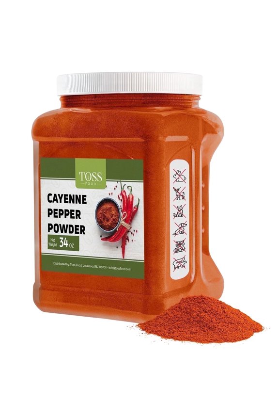 TOSS Cayenne Pepper Powder Bulk 40,000 Heat Units 34 Oz, Garden Protection from Wildlife Ground - Cayenne Powder - Red Pepper Powder Spice for Home and Commercial Cooking