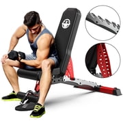 TOSSFD 1200LB Heavy Duty Adjustable Weight Bench for Home Gym -Flat/Incline/Decline, Dual Rail & C-Lock Safety, Wide Padding, Compact Strength Training Bench for Dumbbell Press, Bench Press