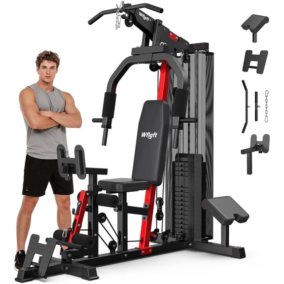TOSSFD Home Gym, Workout Station with 148LBS Weight Stack, Multifunctional Home Gym Equipment, Exercise Equipment for Full Body Strength Training