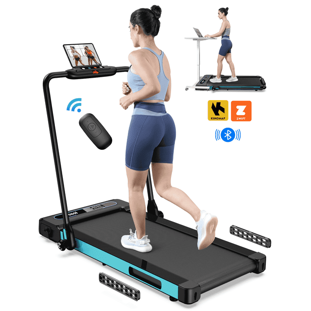 TOSSFD 2.5HP Folding Treadmill Remote Control Walk Pad Compact Electric Running Portable Walking Pad for Home Fitness