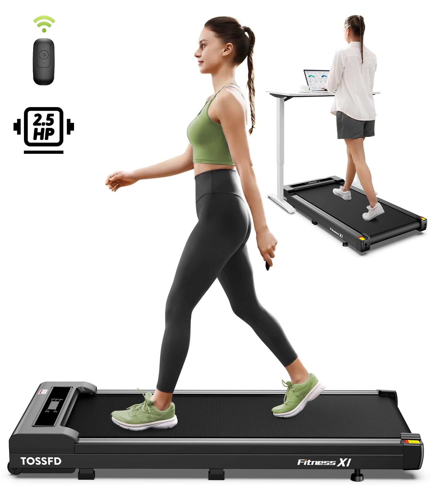 TOSSFD 2.5HP Walking Pad Under Desk Treadmill for Home/Office, Walking Jogging Machine with 280 lbs Weight Capacity,X101
