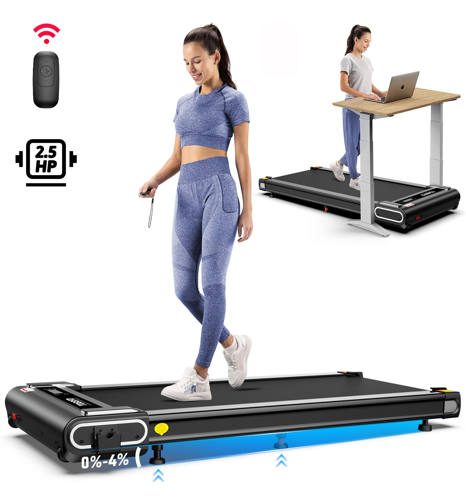 RHYTHM FUN Incline Foldable Treadmill, Walking Pad With Handle Bar 3