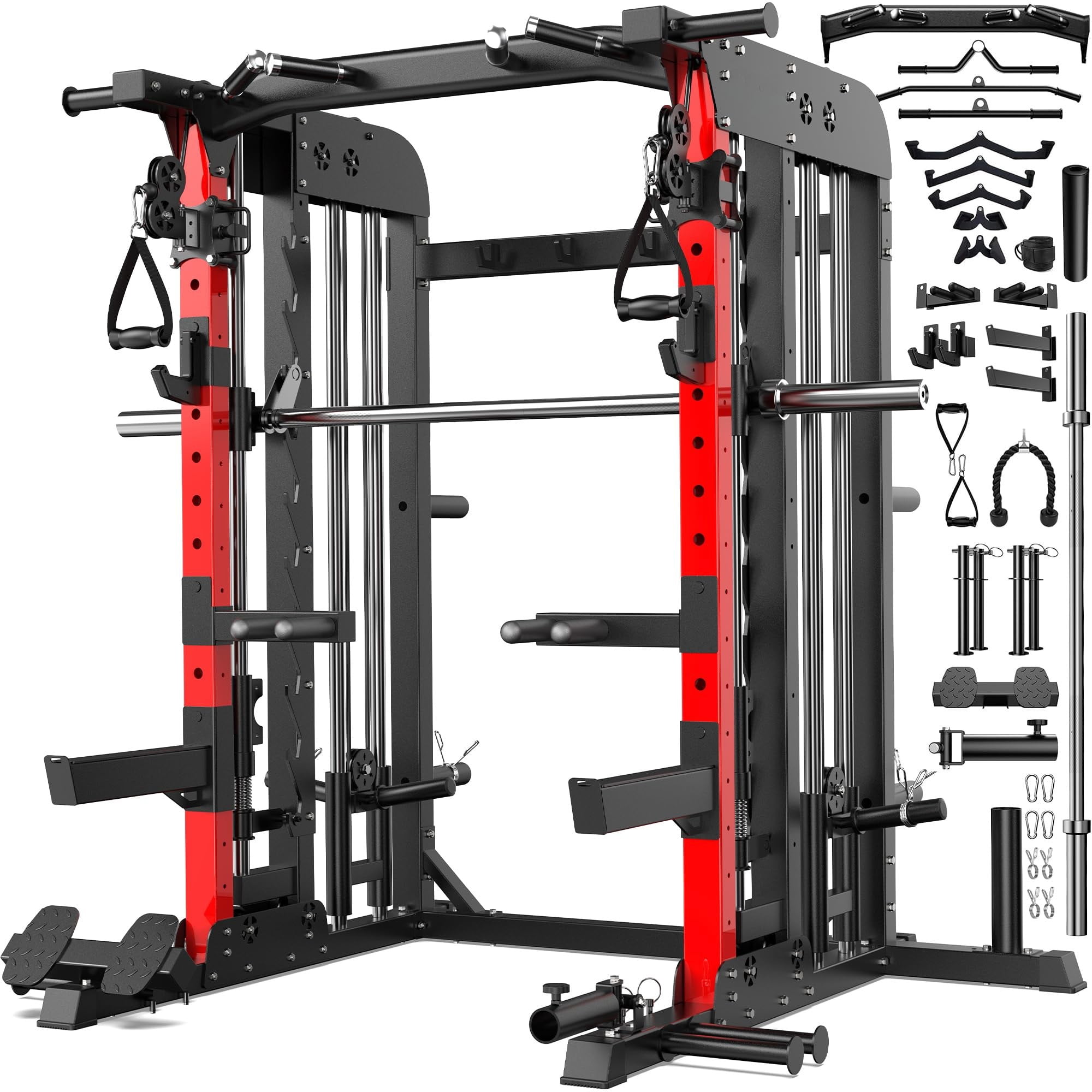 LNOW All-in-One Home Gym Workout Station: Smith Machine, Power
