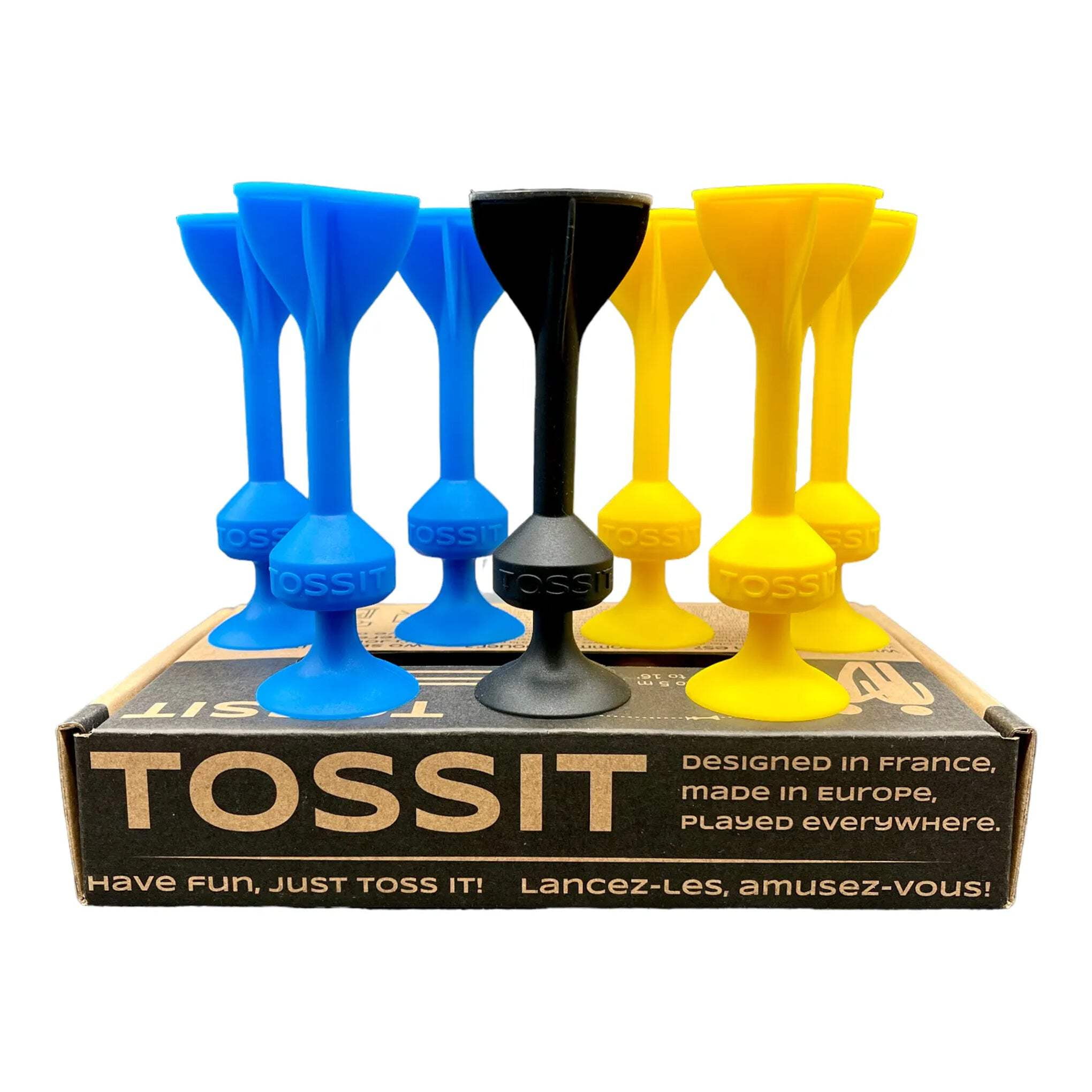TOSSIT Game Set - Indoor, Outdoor Suction Cup Throwing Party Game 7-Pieces & Bag Blue