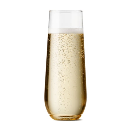 TOSSWARE Clear Plastic 9oz Flute Champagne Glass, Set of 12