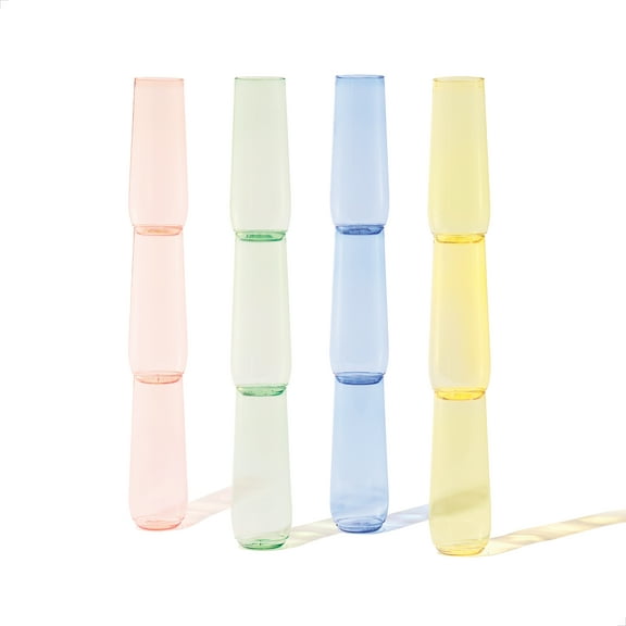 TOSSWARE Pop Color Series Champagne Flute, Recyclable, Pop 'n Lock & Shatterproof, 9 oz, 12 Count (Pack of 1), Flute / Champagne Glasses, Clear