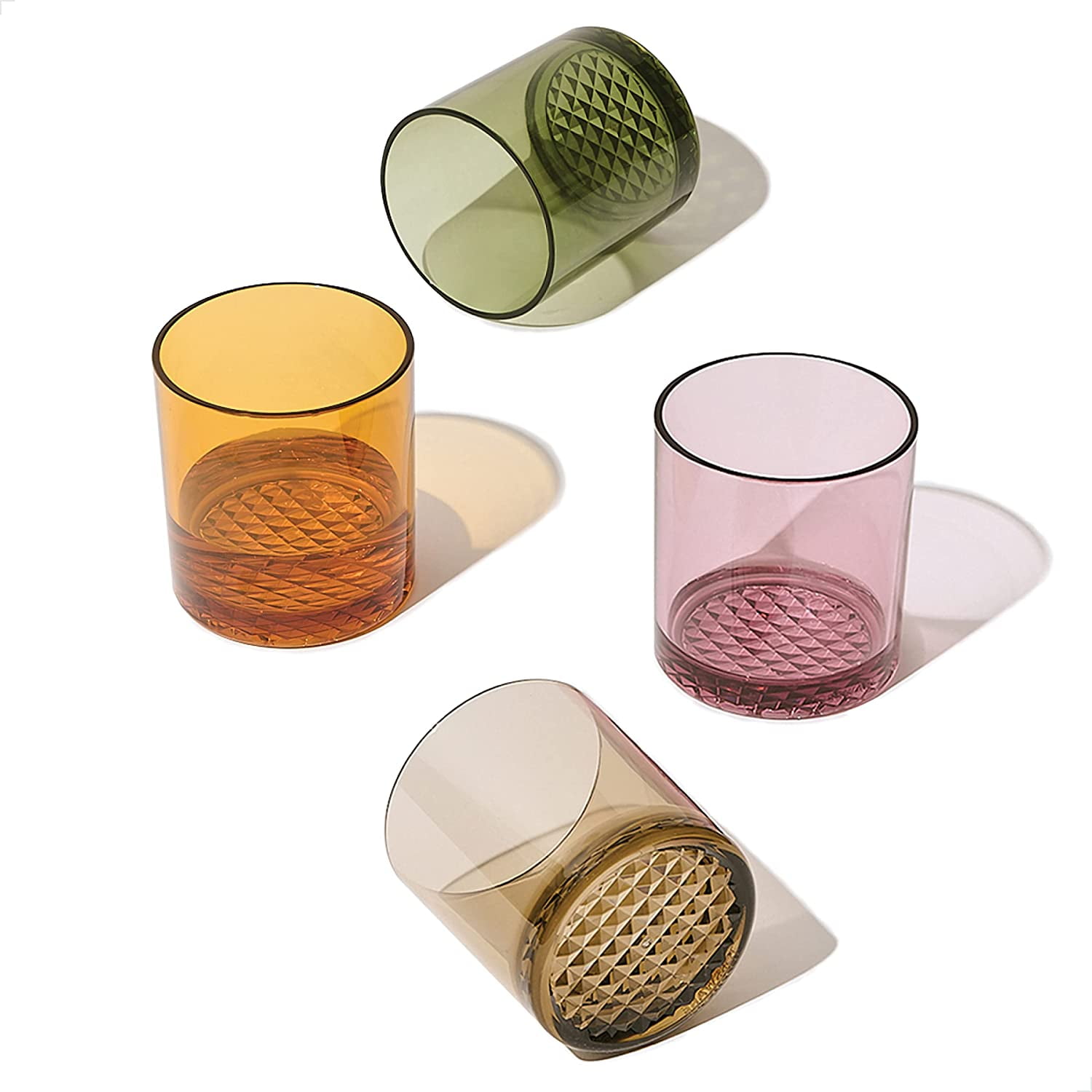 Tritan Clear Multicolor 12oz Old Fashioned Glasses, 4 Pack