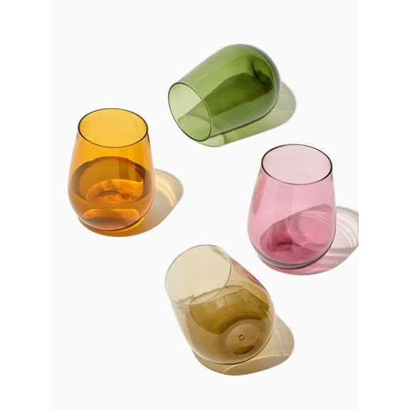 TOSSWARE RESERVE 16oz Stemless Wine Tritan™ Copolyester Glass - Mixed 4 Pack