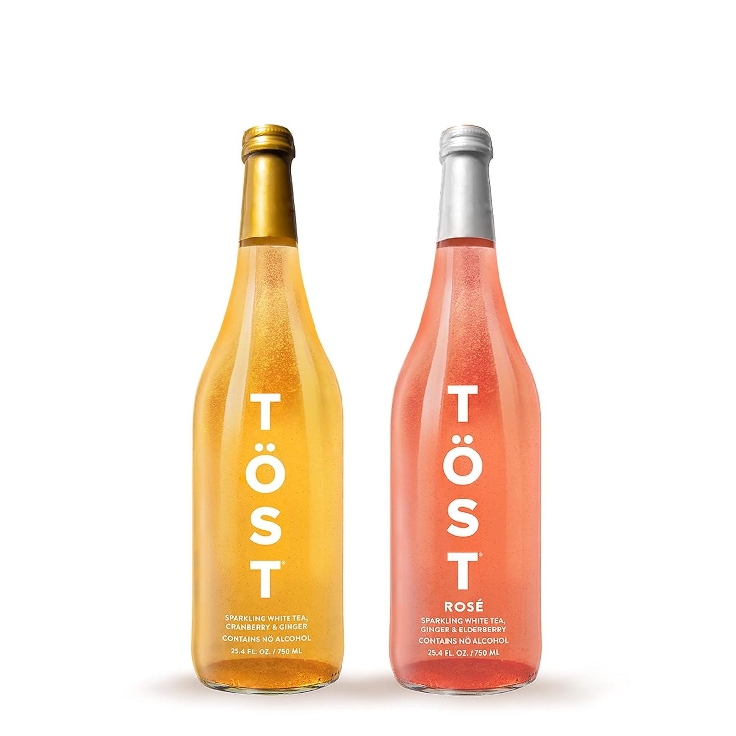 TOST + TOST ROSE All-Natural Alcohol Free Sparkling Beverage, 25.4 Fl Oz (Combo pack of 6)