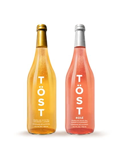 TOST + TOST ROSE All-Natural Alcohol Free Sparkling Beverage, 25.4 Fl Oz (Combo pack of 6)