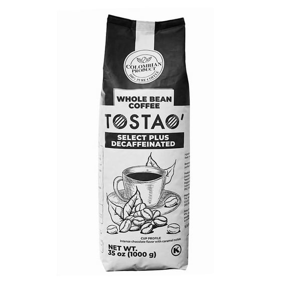 Tostao Coffee Select Plus Decaffeinated, Whole Bean 35oz (1Kg)