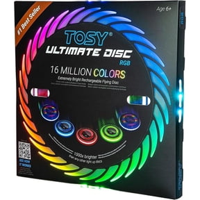 TOSY Flying Disc - 108 RGB Multicolor LEDs, Super Bright, Smart Modes, Christmas Stocking Stuffers Gift, Camping Toy for Kid/Teen/Adult, Auto Light Up, Rechargeable, Waterproof, 175g