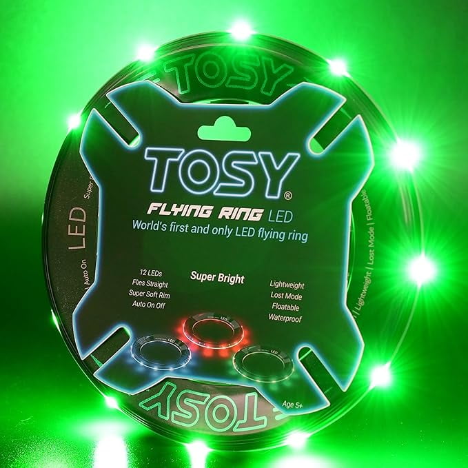 TOSY Green LED Waterproof Flying Ring for Kids