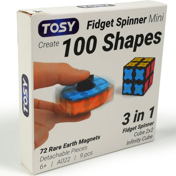 TOSY Magnet Fidget Spinner Mini - 8 blocks, 3 in 1 Toy: Transformable Fidget Spinner, Infinity Cube, 2x2 Puzzle Cube, Christmas Stocking Stuffers Gift for Kids/Adults, STEM Sensory Stress Relief Toy