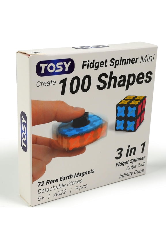 Magnet Fidget Spinner Mini - 8 blocks, 3 in 1 Toy: Transformable Fidget Spinner, Infinity Cube, 2x2 Puzzle Cube, Christmas Stocking Stuffers Gift for Kids/Adults, STEM Sensory Stress Relief Toy