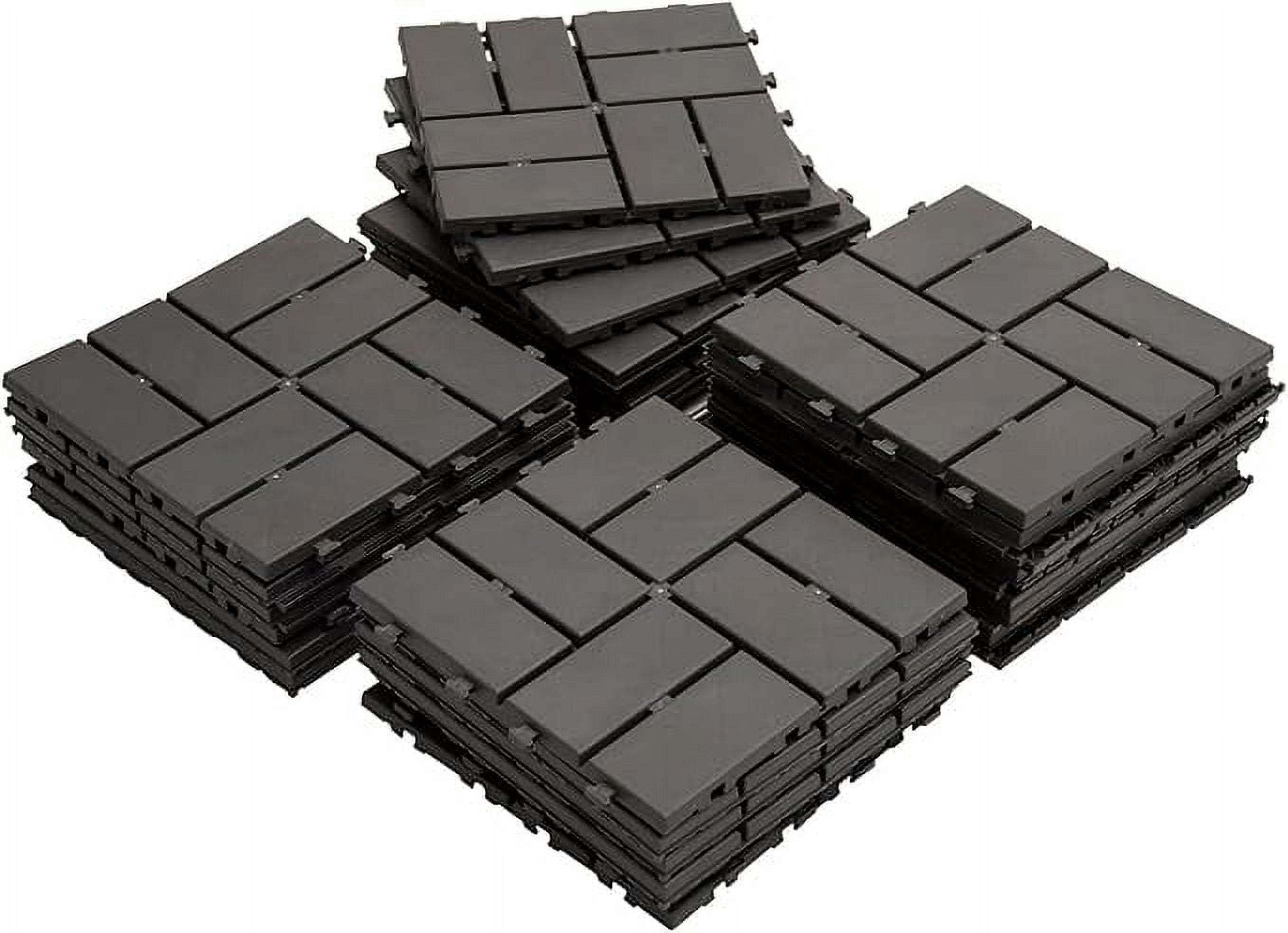 TOTAL 12" x 12" Plastic Interlocking Deck Tiles, 9 Pack, Waterproof Outdoor Flooring for Patio, Porch, Shed, Poolside, Garden & Backyard,Dark Gray