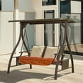 thumbnail image 1 of TOTAL 2-Seat Outdoor Patio Porch Swing with Adjustable Canopy and Solar LED Light, Deluxe Hammock Swing Glider and 2 Sunbrella Cushions, Perfect for Outdoor Garden, Balcony,and Backyard, 1 of 7