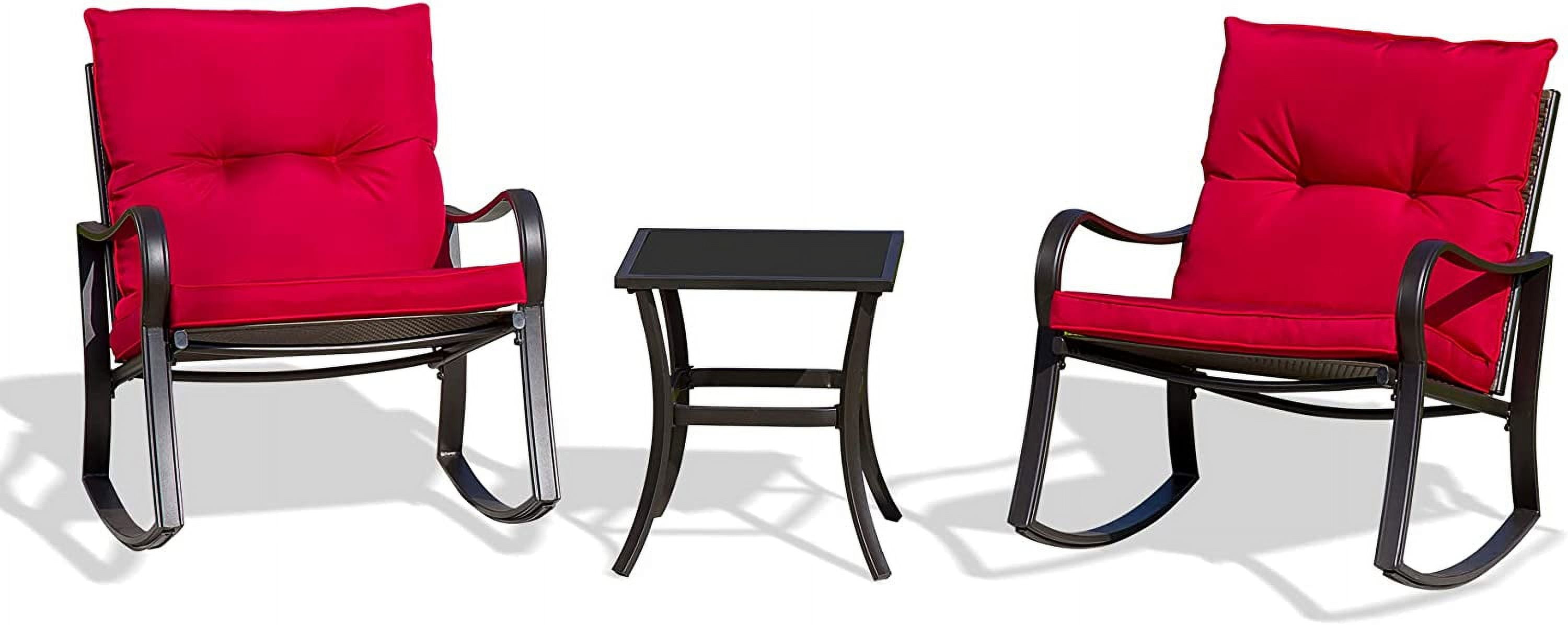 TOTAL 3 Piece Rocking Chair Patio Bistro Set Balcony Chairs Iron ...