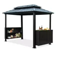 thumbnail image 1 of TOTAL 6x10FT Hardtop Grill Gazebo – Outdoor Metal BBQ Canopy with Galvanized Steel Double Roof, 2 Storage Cabinets, Ceiling Hooks, Permanent Patio Shelter for Backyard and Garden, Gray, 1 of 8
