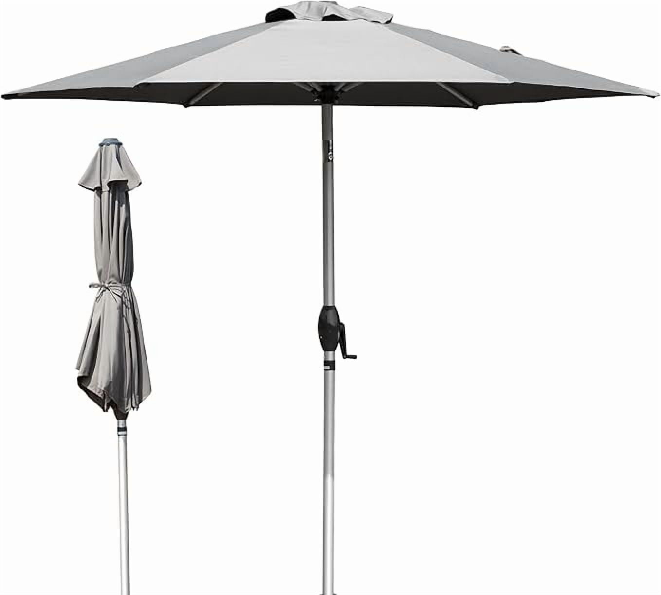 TOTAL 7.5FT Patio Umbrella Outdoor Market Umbrella with Silver Aluminum Pole, UV Resistant Canopy, Wind Vent, Tilt & Crank System, Perfect for Patio, Garden, Deck, Pool, Outdoor Dining, Gray