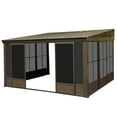 thumbnail image 1 of TOTAL Outdoor 10'x12' All-Season Sunroom Gazebo with Steel Roof, PVC Screen, Front & Side Door, Brown, 1 of 9