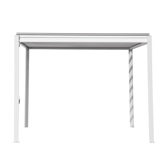 TOTAL Outdoor 10x10FT Louvered Pergola with Adjustable Steel Roof, Durable Aluminum Frame, Permanent Sun Shade with Drainage System for Backyard, Garden and Lawn, White