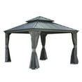 thumbnail image 1 of TOTAL Outdoor 12' x 12' Hardtop Gazebo, Galvanized Steel Double Roof Canopy W/Curtains and Netting, Drainage System, Sunshade for Deck, Lawns and Backyard, Gray., 1 of 7