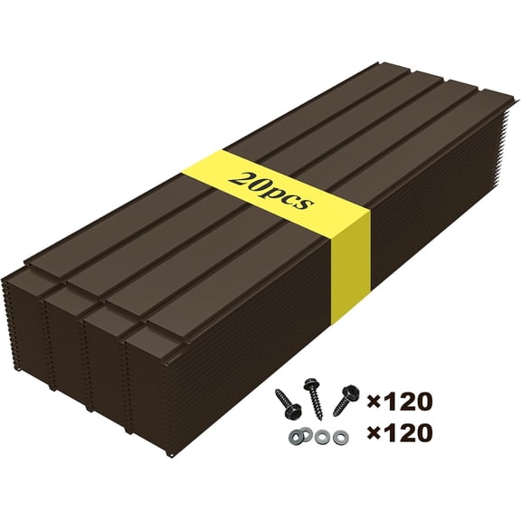 TOTAL Outdoor 20 Pcs Metal Roofing Panels with Steel Screws, 5.05ft x 1.64ft Galvanized Corrugated Siding Panels for Pergola, Gazebo, Shed, Patio, Garage, Chicken Coop, Brown