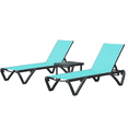 thumbnail image 1 of TOTAL Outdoor 3 Piece Aluminum Patio Lounge Set with Adjustable Reclining Chairs and Side Table, Perfect for Pool, Beach, Yard, and Patio, Lake Blue, 1 of 6