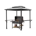 thumbnail image 1 of TOTAL Outdoor 8'x6' Hardtop Grill Gazebo, Double Metal Roof, BBQ Pavilion for Patio & Garden, Gray, 1 of 6