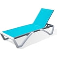 thumbnail image 1 of TOTAL Outdoor Aluminum Adjustable Chaise Lounge Chair with All-Weather Textilene, 5 Reclining Positions, Ultra-High Weight Capacity for Deck, Lawn, Backyard (1 Lake Blue Chair), 1 of 6