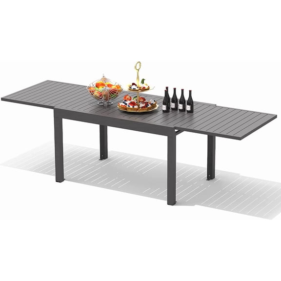 TOTAL Outdoor Expandable Aluminum Patio Dining Table, Outdoor Rectangular Table for 6-8 People, Ideal for Garden, Lawn, Porch, or Bistro Setting, Dark Brown