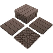 TOTAL Outdoor Living 12" x 12" Composite Deck Tiles,27 Pack Interlocking Plastic Flooring for Patio, Deck,and Outdoor Spaces, Dark Brown