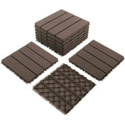 TOTAL Outdoor Living 12" x 12" Composite Deck Tiles,36 Pack Interlocking Plastic Flooring for Patio, Deck,and Outdoor Spaces, Dark Brown