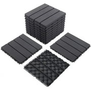 TOTAL Outdoor Living 12" x 12" Composite Deck Tiles,44 Pack Interlocking Plastic Flooring for Patio, Deck,and Outdoor Spaces, Dark Grey