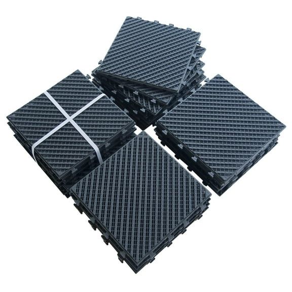 TOTAL Outdoor Living 12"x12" Interlocking Deck Tiles, 27PCS/Pack, Waterproof Plastic Outdoor Flooring for Patio, Shed, Porch, Poolside, Garden, Backyard，Gray